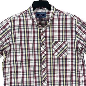 GH Bass Shirt Mens Extra Large Button-Down Short-Sleeve Business Casual Plaid